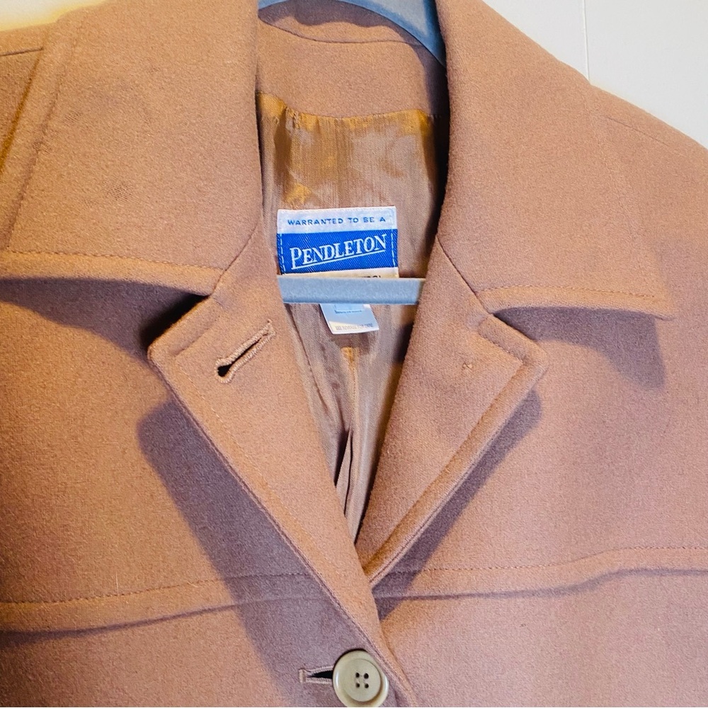 Pendleton 100% Virgin Wool Camel Button Up Over C… - image 3
